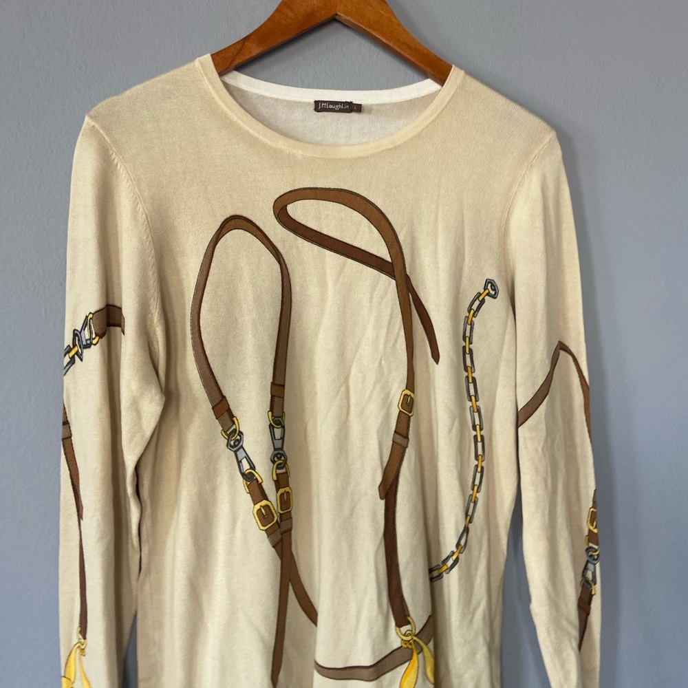 🛑SOLD J. McLaughlin Lenny Equestrian Sweater in Sand Women’s Large - Picture 8 of 10